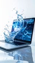 Immersive Technology with Water Splash from Laptop Royalty Free Stock Photo