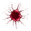 A dynamic splash of deep red ink against a stark white background Royalty Free Stock Photo