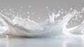 Dynamic splash of fresh white liquid captured in mid-air droplets creating an elegant and fluid motion effect over a smooth Royalty Free Stock Photo