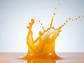Dynamic splash of golden liquid on white background Royalty Free Stock Photo