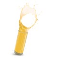 Dynamic splash of orange juice in a high cylindrical glass. Vector Royalty Free Stock Photo