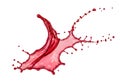 Dynamic splash of red liquid creating an abstract artistic pattern against a plain background Royalty Free Stock Photo