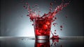 Dynamic splash of red liquid in a glass. Generative AI Royalty Free Stock Photo