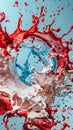 Dynamic splash of red and white paint Royalty Free Stock Photo