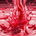 A dynamic splash of vibrant red liquid creating an intricate and artistic pattern. The Royalty Free Stock Photo