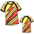Dynamic sport t-shirt design with a lightning bolt and geometric pattern Royalty Free Stock Photo