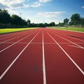 Dynamic sports setting Running track amidst lush green grass