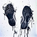Dynamic Sports Shoe Soles with Splashing Paint. Generative ai