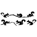 dynamic squirrel silhouettes on branches vector art collection Royalty Free Stock Photo