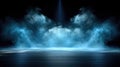 Dynamic Stage Illumination. Blue Vector Spotlight and Smoke on Black Background Royalty Free Stock Photo