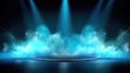 Dynamic Stage Illumination. Blue Vector Spotlight and Smoke on Black Background Royalty Free Stock Photo