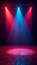 Dynamic stage lighting illuminates empty concert platform, wash, disco Royalty Free Stock Photo