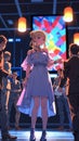 Dynamic Startup Pitch Scene with Confident Anime Entrepreneur Presenting to Investors