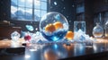 a dynamic still life with glass objects caught i ai generated