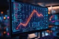 Dynamic stock market analysis displayed on a computer screen during a tradi Royalty Free Stock Photo