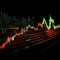 Dynamic stock market chart with fluctuating red and green lines showing market volatility. Generative AI Illustration.