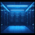 Energized Workspace - Blue Server Room Royalty Free Stock Photo