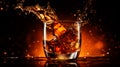 A dynamic stock photo featuring a pour of whiskey into a glass.