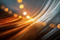 Dynamic streaks of warm and cool lights creating a vibrant abstract motion effect with glowing bokeh highlights on a dark blurred Royalty Free Stock Photo