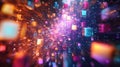 Digital data cubes connecting in abstract light stream Royalty Free Stock Photo