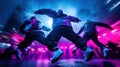 Dynamic Street Dancers Performing at Night Royalty Free Stock Photo