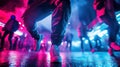 Dynamic Street Dancers Performing at Night Royalty Free Stock Photo