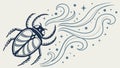 Dynamic stylized beetle with swirling wind and star elements, vector design Generative AI Royalty Free Stock Photo