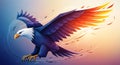Stylized Eagle in Flight with Fiery Wings Royalty Free Stock Photo