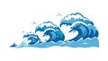 Dynamic stylized ocean waves pattern, vector design Generative AI Royalty Free Stock Photo