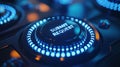 Dynamic Submit Request Button with Brilliant Blue Glow on Advanced Tech Interface Royalty Free Stock Photo
