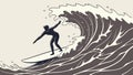 Dynamic Surfer with Motion Effects Vector, vector design Generative AI Royalty Free Stock Photo