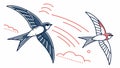 Dynamic Swallows in Flight, Speed Lines, vector design Generative AI Royalty Free Stock Photo