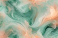 Dynamic swirl background radiates energy, energy unfolding in fluid mint-peach forms