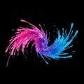 Vibrant Swirl of Pink and Blue Paint on Black Background Royalty Free Stock Photo