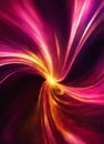 Dynamic swirl of vibrant pink and yellow light creating an abstract cosmic effect