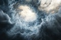 Dynamic swirling clouds above with light breaking through in an atmospheric display Royalty Free Stock Photo