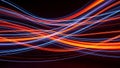 Dynamic Swirling Lines of Orange and Blue Light Trails on Black Background 20251218 Royalty Free Stock Photo