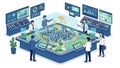 Smart City Planning Desk: Collaborative Urban Modeling with Data Dashboards Royalty Free Stock Photo
