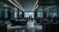 A team of professionals working in a sleek modern office owned by a member of the high society elite created with Generative AI