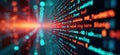 Dynamic tech illustration shows complex code. Secure data encryption coding displayed on screen. Cybersecurity concept image. Royalty Free Stock Photo