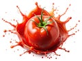 Dynamic Tomato Red Paint Splash on White Background A Study in Color Composition and Flow Featuring the Rule Royalty Free Stock Photo