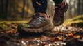 Dynamic Trail Running in Autumn Forest. Generative Ai