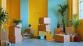 Dynamic Transformation: From Empty Space to Artistic Canvas with Thoughtful Placement of Moving Boxes