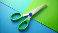 Dynamic Transition Effect A Smooth Wipe Across Colorful Scissors on a White and Blue Background Royalty Free Stock Photo