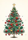 Dynamic Tree Ornaments: A Vibrant Flat Illustration Poster in An