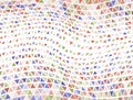 Dynamic triangles halftone pattern. Fade triangular shapes cover background. Random