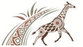 Dynamic Tribal Giraffe Motif with Stylized African Patterns, vector design Generative AI Royalty Free Stock Photo