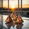 Dynamic Trio: Metallic Teamwork Sculptures in Modern Corporate Setting