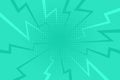 Dynamic turquoise pop-art background with central halftone dots surrounded by sharp lightning bolts and retro comic-style rays for Royalty Free Stock Photo
