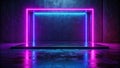 Dynamic Ultraviolet Concrete Stage Design A 3D Render of an Empty Neon Rectangle Platform for Event Spaces Product